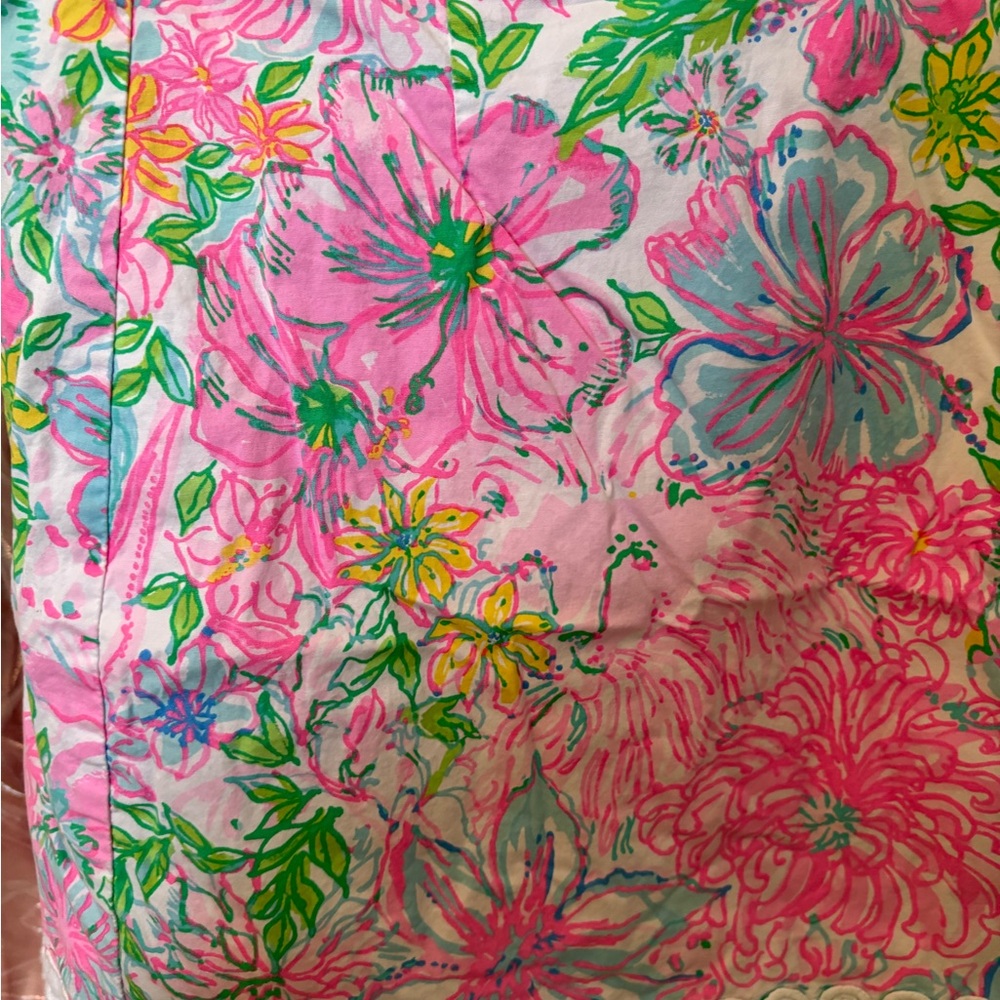 Lilly Pulitzer Pink Floral Mini Skirt with Green & Blue Accents - Picture 2 of 5